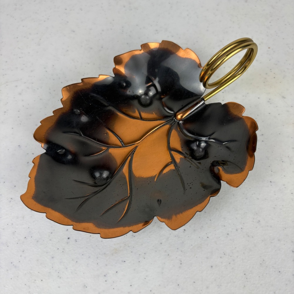 Coppercraft Guild Autumn‎ Leaf Candy Dish Trinket Vintage Copper Tray Catchall